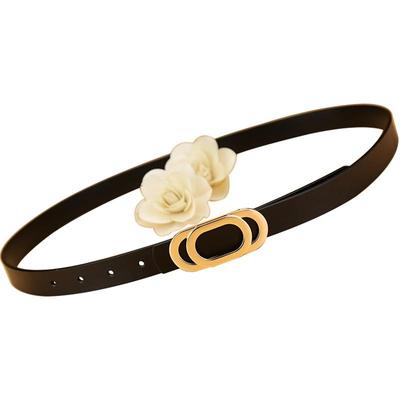 皮带女真皮简约百搭配裙黑色白色