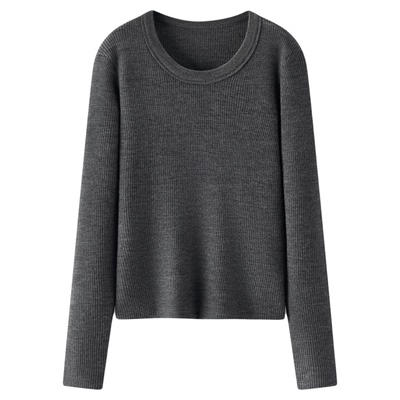 森马鹅蛋领纯色紧身羊毛针织衫女