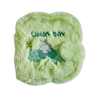 可爱四叶草毛绒一宫格卡册3寸照片追星小卡收纳册少女心学生随身磁吸扣开合迷你相册收纳小清新拍立得相册本