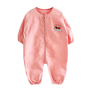 婴儿爬爬服男女宝宝连体衣长袖儿童外出防脏罩衣户外纯棉爬行服