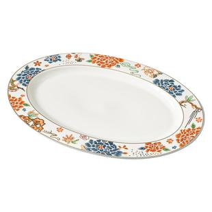 |朴|《刺绣鱼盘》会所中厨热菜意境清蒸鱼盘椭圆陶瓷盘餐具