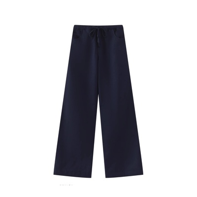BM官网藏蓝色松紧腰抽绳长裤