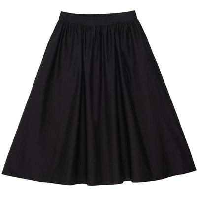 BLUE ERDOS春秋气质简约松紧腰A字棉蚕丝混纺伞裙女半身裙