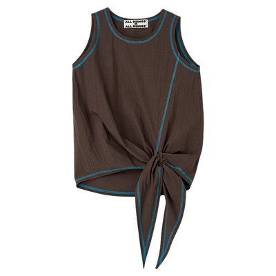 ALL BEINGS2025SS夏季新款撞色线条轻薄纸感圆领无袖上衣女