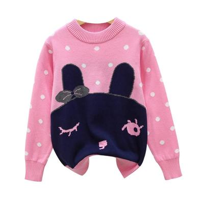 女童毛衣2025秋冬新款中大童加绒加厚纯棉打底上衣洋气圆领套头衫