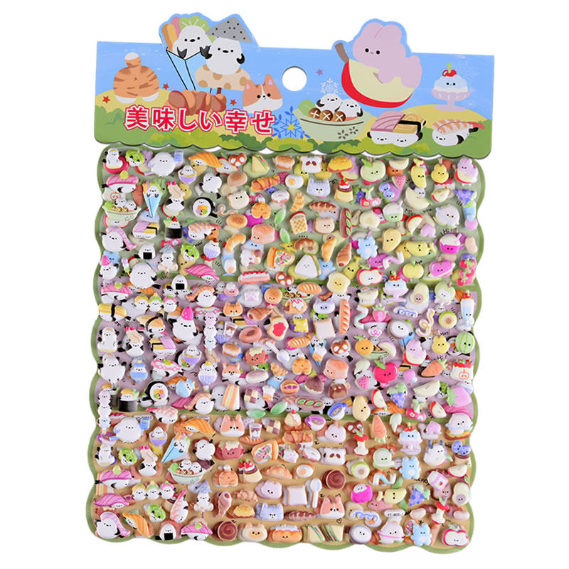 可爱动物图案美食迷你小鼻嘎立体泡泡贴画女孩手机壳水杯装饰贴画