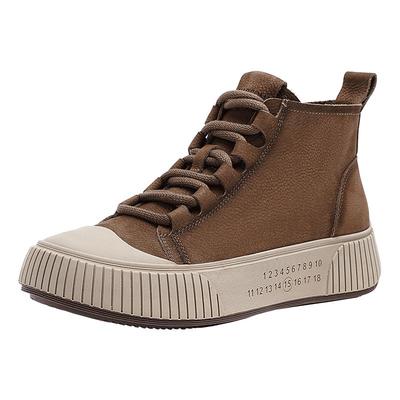 哈森工装马丁靴女秋新款复古单靴高帮运动休闲鞋HWA240116