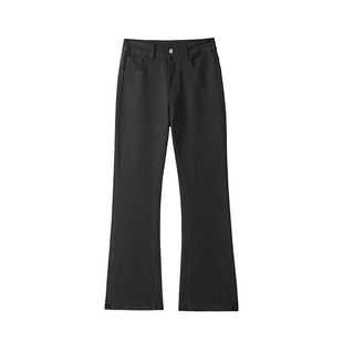 美式高街drill裤子男款春秋黑色牛仔裤cleanfit弹力修身直筒长裤z