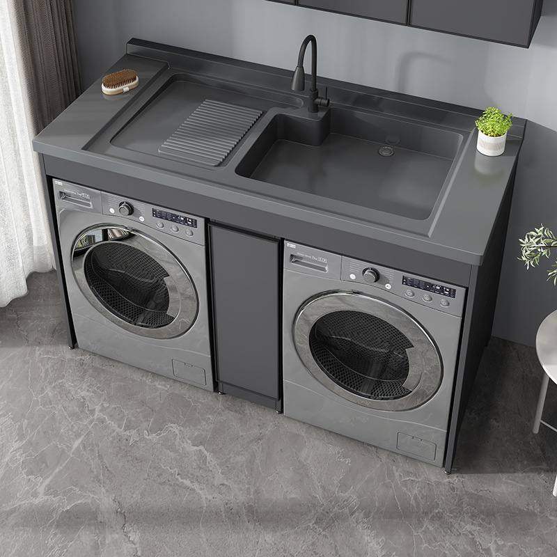 简约双洗衣机柜脸盆一体组合带搓衣板阳台烘干机伴侣太空铝浴室柜,家装主材,洗衣机柜,淘宝优惠券,粉丝福利购,淘宝优惠卷