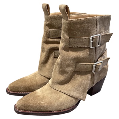 乐魔欧洲站秋款磨砂真皮高跟短靴