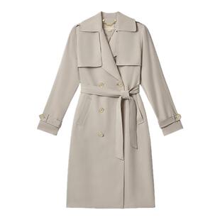 【2件折上折】MICHAEL KORS 女士中长款系带收腰双排扣风衣外套