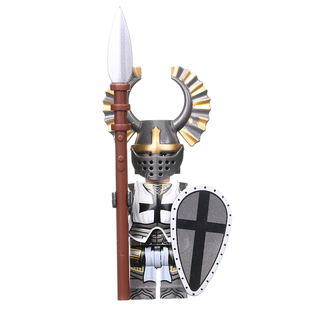 第三方复古风中世纪欧式条顿骑士团武士兵军事积木小人仔拼装玩具