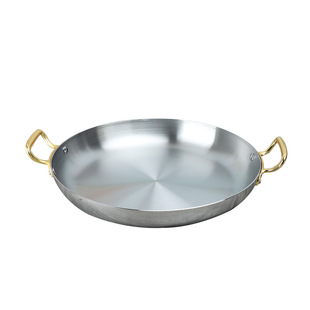 西班牙海鲜饭锅双耳不锈钢海鲜烩饭锅韩式炸鸡盘煎小龙虾专用锅具