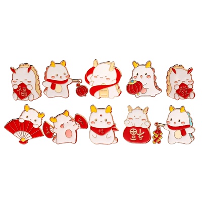 小龙金属徽章红色本命年