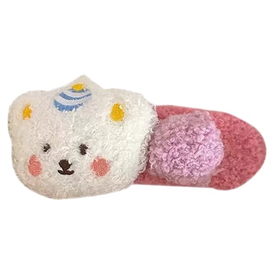 毛绒布丁熊抓夹女秋冬大号一字鸭嘴夹头饰侧边刘海发夹前额碎发卡