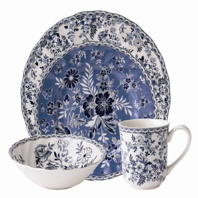 出口Johnson brothers德文郡釉中彩青花中西餐盘汤盘饭碗下午茶杯