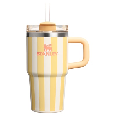 STANLEY吸管杯保温杯条纹水杯子20oz车载不锈钢大容量小巨无霸杯