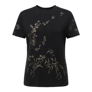 EP雅莹国风女装 细绒棉印花短袖t恤上衣 商场同款 5317A