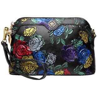 2026新款真皮斜挎小包包女手机包牛皮压花手拿包气质大容量零钱包