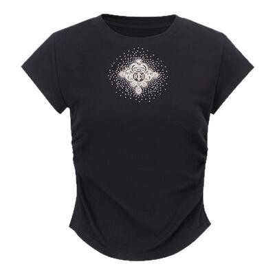 TCH2026春新款修身显瘦设计感短款辣妹正肩短袖T恤女T78A10E1028