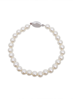 元宝扣强光正圆珍珠手链小众设计法式轻奢高级感2025年新款女