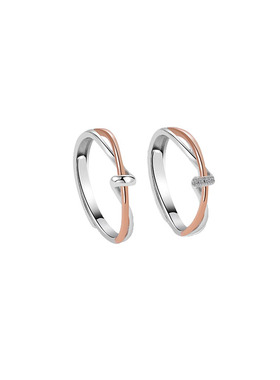 YFANXI情侣双生结一对戒指925银