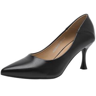 大东通勤鞋女鞋2026春季新款简约细跟高跟套脚尖头光版C0803