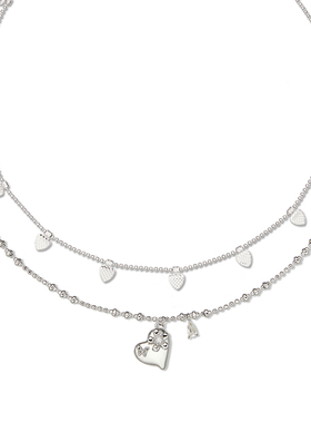 爱心叶片套链项链锁骨链吊坠叠戴