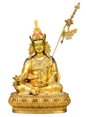 闯隆铜鎏金工艺品莲花生大师铜像