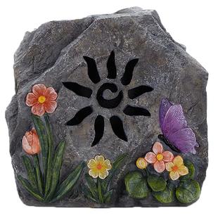 品竹太阳能无线蓝牙音响蝴蝶花石头户外防水花园别墅充电草坪音箱