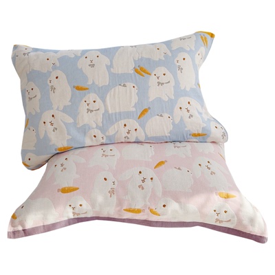 纱布棉质可爱小兔加厚枕头巾