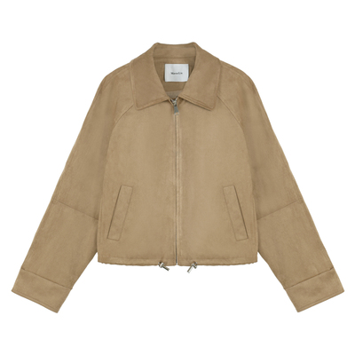 Maven Lin【现货7.5折】小资腔调 复古翻领工装外套女皮夹克上衣