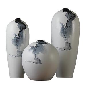 景德镇陶瓷花瓶摆件麦穗干花客厅鲜花仿真插花装饰新中式大号窄口