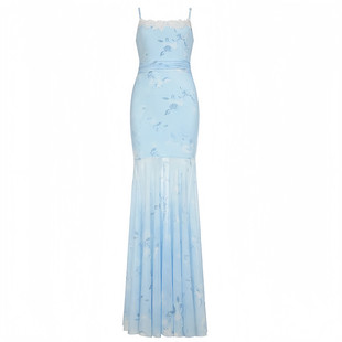 超仙气绝美网纱吊带连衣裙女夏2025新款海边度假包臀鱼尾掐腰长裙