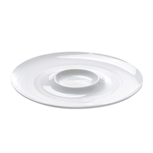 纯白骨瓷10寸饺子盘带醋碟 陶瓷凉菜盘虾盘水饺专用盘自带蘸料碟