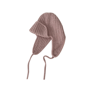 粉色帽子女冬季加厚针织帽护耳毛线帽日系可爱飞行员帽保暖雷锋帽