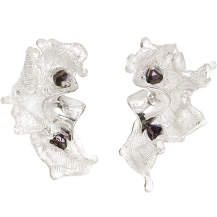 新款ATRIAL SENSING轻奢优雅原创个性小众银色花耳环张亚飞同款