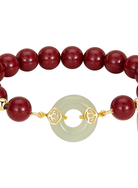 mck和田玉平安扣朱砂手串女款