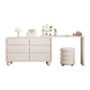 泡芙梳妆台斗柜一体实木化妆桌现代卧室简约2026新款收纳柜储物柜