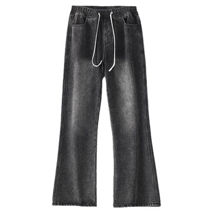 美式复古微喇牛仔裤男款高街vibe喇叭裤cleanfit水洗做旧休闲裤子