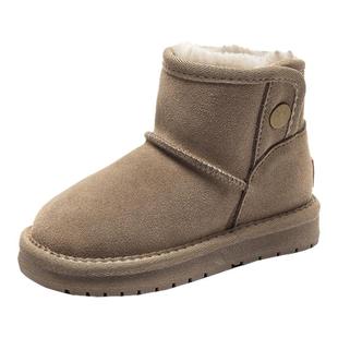 纯羊毛儿童雪地靴男童鞋子防水防滑女童短靴羊皮毛一体宝宝大棉鞋