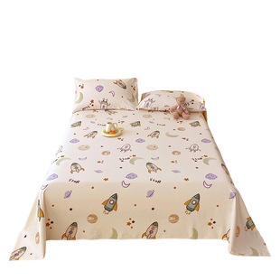 老粗布纯棉床单单件100全棉A类卡通儿童加厚被单棉麻凉席三件套夏