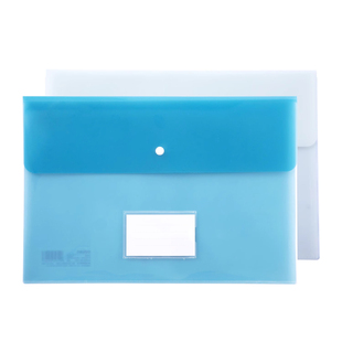 得力5506按扣文件袋大容量加厚办公用品A4收纳整理袋文件合同会议用学生卷纸带标签商务便携50个装公文资料袋