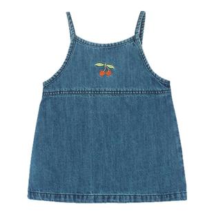 utouto大耳象女童樱桃刺绣吊带牛仔裙2025秋季新款宝儿连衣裙子