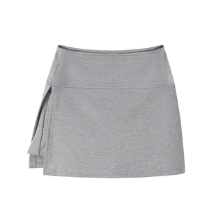 千朔瑜伽裙裤短女防走光灰色高腰包臀高个子a字版开叉半身卫裙子