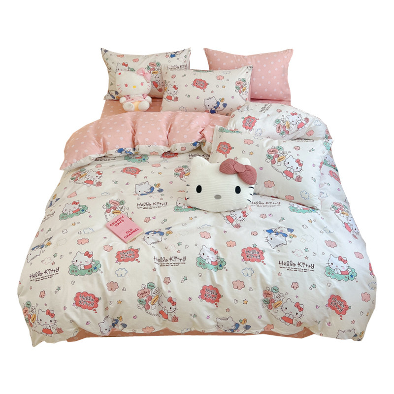 卡通风四件套全棉纯棉hellokitty