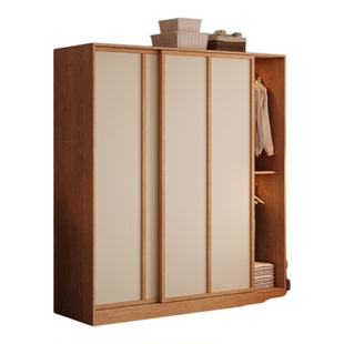 木兜家具袋鼠衣柜家用卧室实木质推拉门款床尾衣橱小户型移门衣柜