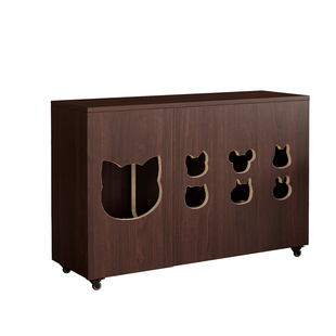 中古风猫窝柜可移动多功能猫别墅猫咪用品储物柜室内宠物猫砂盆柜