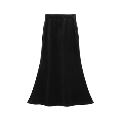 愉悦黑色丝绒包臀鱼尾半身长裙