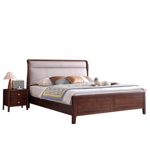 2×2.2米北美黑胡桃木实木床宋氏美学1.8主卧大床新中式1.5双人床